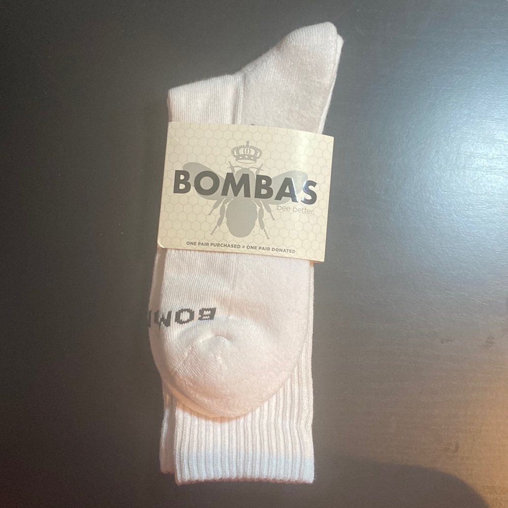 Bombas white crew athletic socks